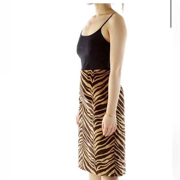 Talbots Petite sz 14 tiger stretch MIDI skirt - Picture 4 of 6